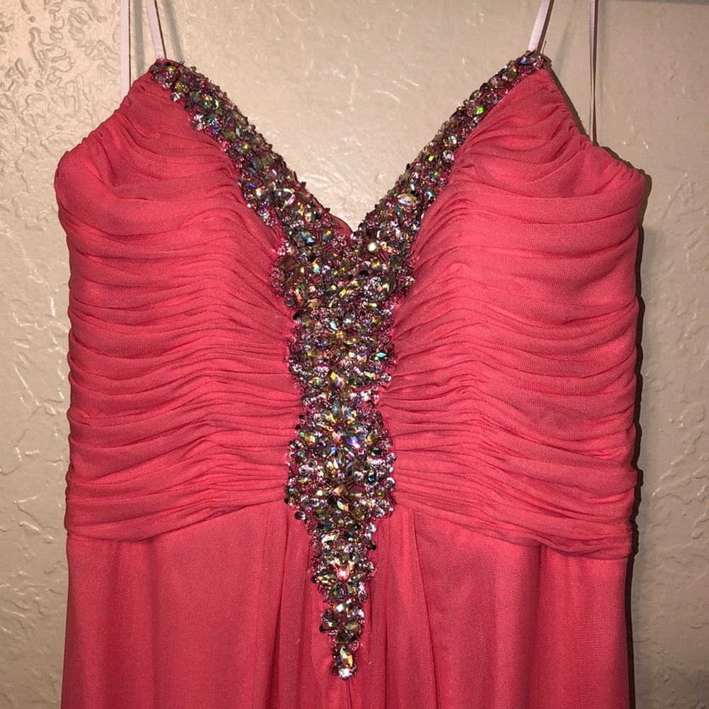 Pink Formal Strapless Sequin Dress